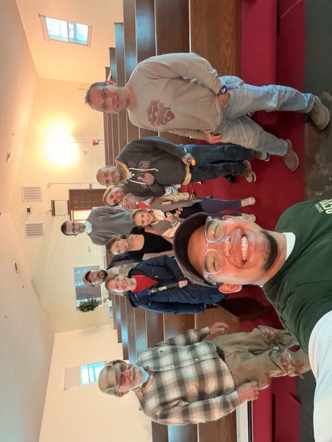 Volunteers gathered inside the sanctuary